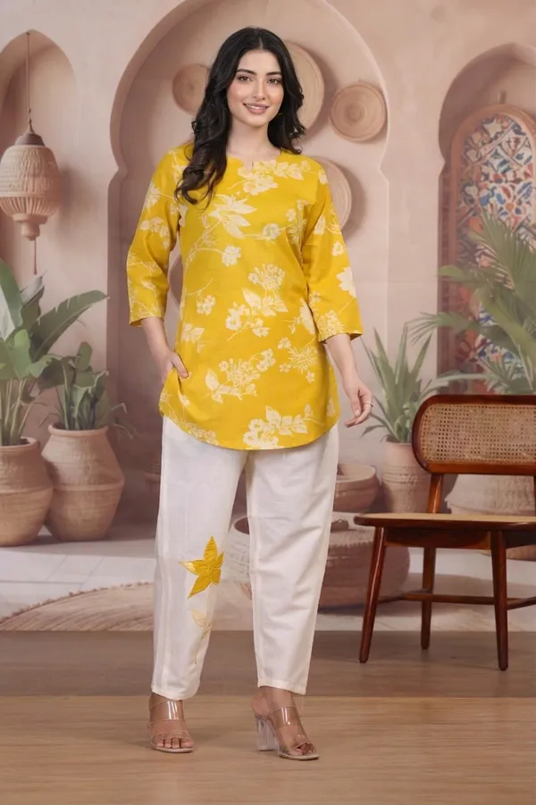 Gold_And_White_Premium_Cambric_Cotton_With_Embroidery_Co-Ord_Set_For_Women