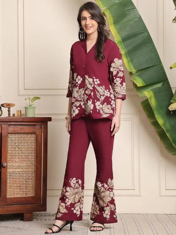 Wine_Premium_Printed_Cotton_Printed_Co-Ord_Set_For_Women