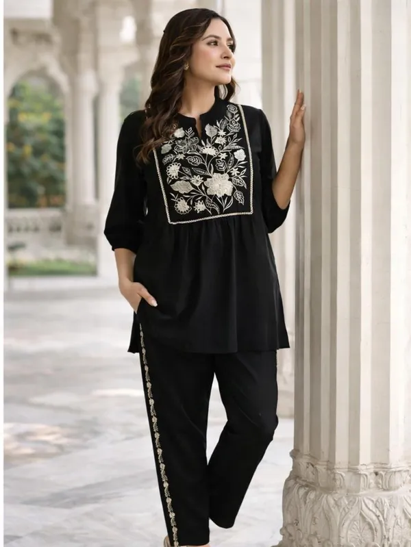 Black_Premium_Pure_Cotton_With_Full_Embroidery_Co-Ord_Set_For_Women