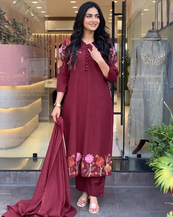Maroon_Premium_Cotton_With_Full_Embroidery_3-Piece_Suit_Set_For_Women