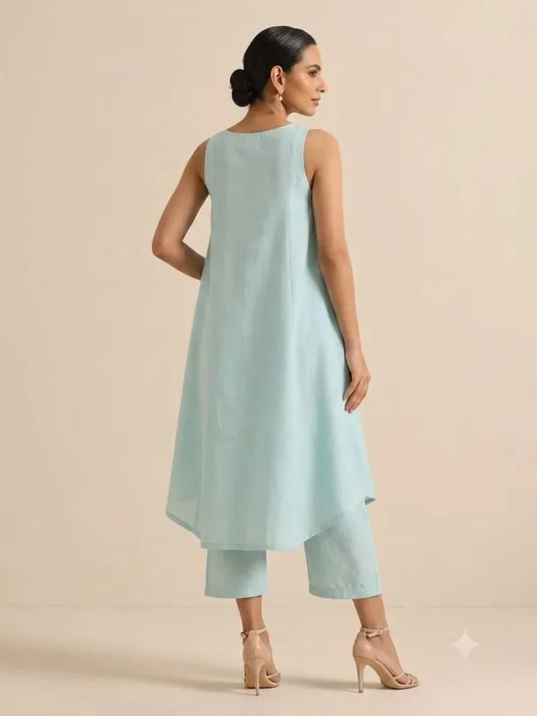 Sky_Blue_Premium_Cotton_Slub_Co-Ord_Set_For_Women