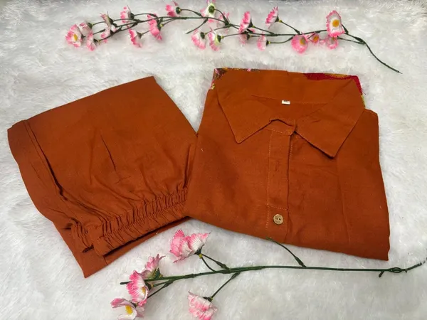 Brown_Premium_Cotton_Flex_With_Embroidery_Frock_Style_Co-Ord_Set_For_Women