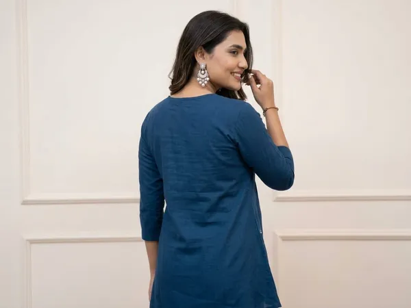 Blue_Premium_Cotton_Slub_With_Pintex_And_Embroidery_Work_Co-Ord_Set_For_Women