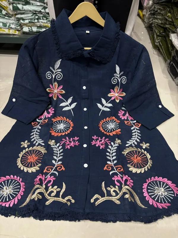 Navy_Blue_Premium_Pure_Cotton_With_Full_Embroidery_Co-Ord_Set_For_Women