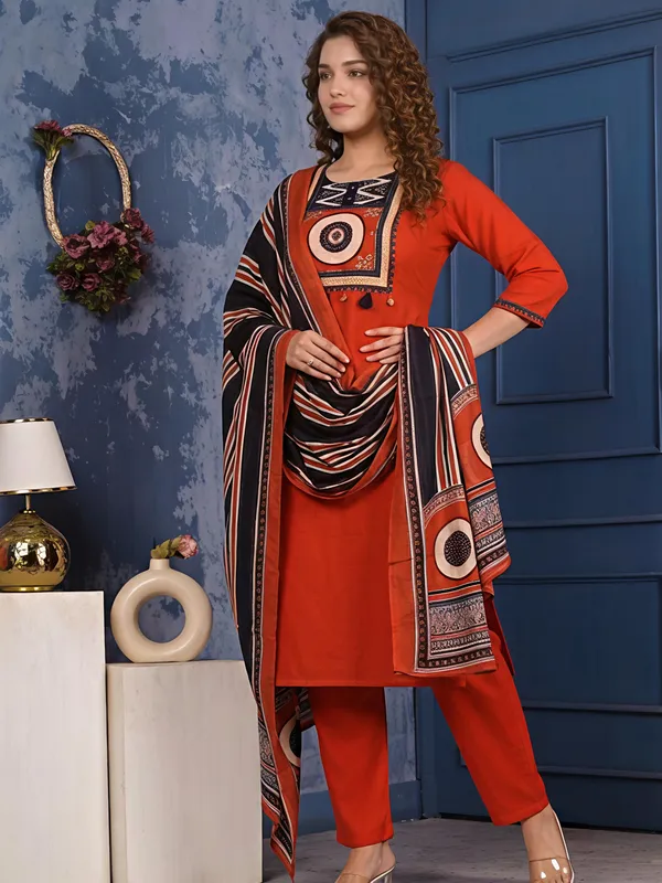 Red_Premium_Cambric_Cotton_Kurta_Set_For_Women
