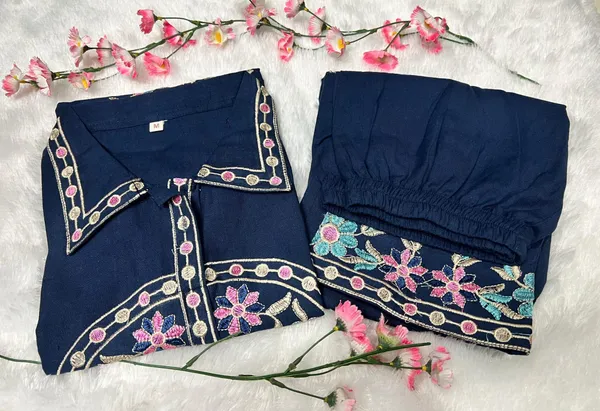 Blue_Premium_Cotton_Flex_With_Full_Embroidery_Co-Ord_Set_For_Women