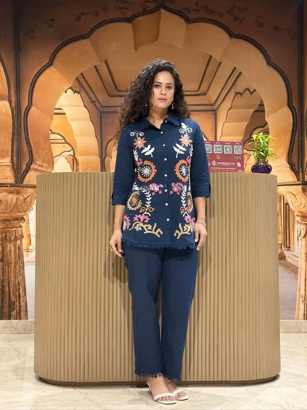 Navy_Blue_Premium_Pure_Cotton_With_Full_Embroidery_Co-Ord_Set_For_Women