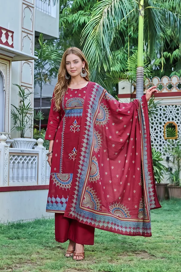 Purple_Premium_Cambric_Cotton_Kurta_Set_For_Women
