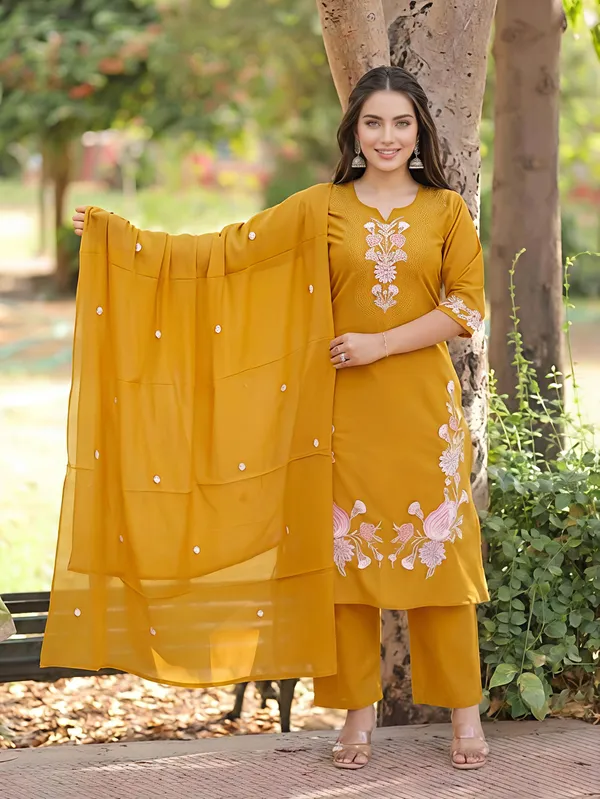 Yellow_Premium_Cambric_Cotton_With_Embroidery_Kurta_Set_For_Women