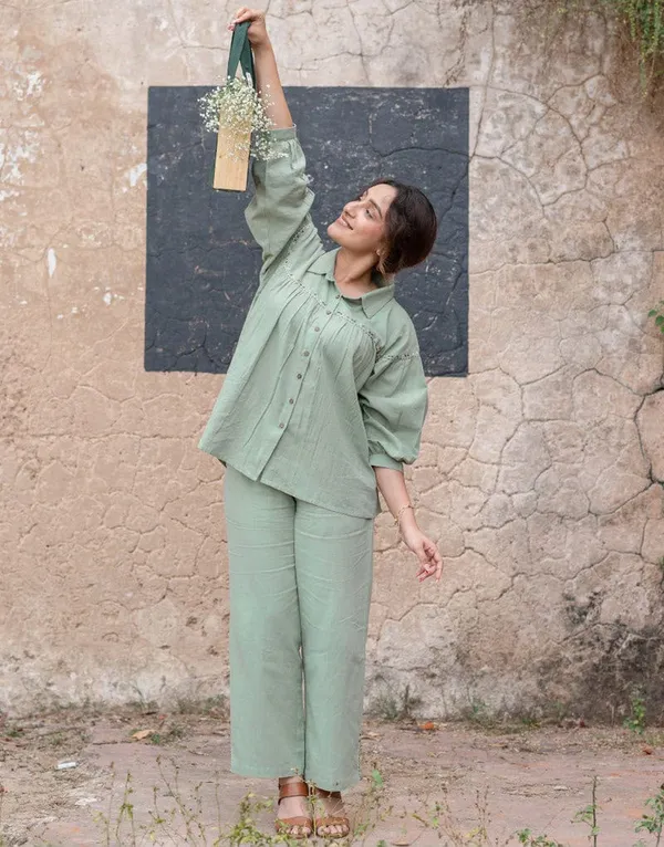 Green_Premium_Pure_Cotton_With_Embroidery_Co-Ord_Set_For_Women