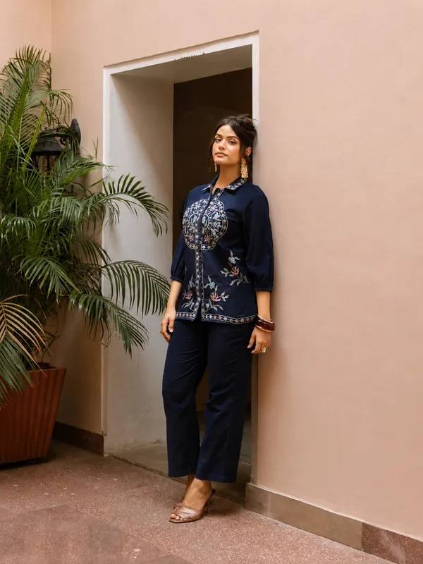Blue_Premium_Cotton_Flex_With_Full_Embroidery_Co-Ord_Set_For_Women