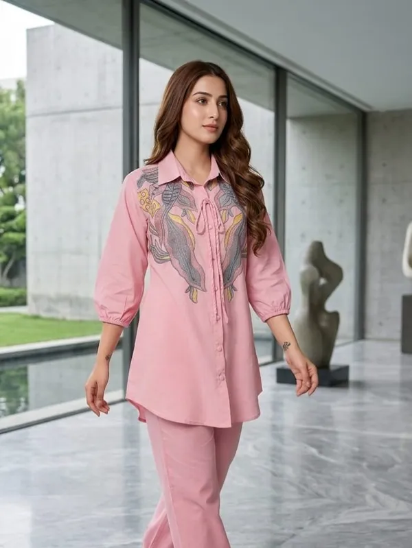 Pink_Premium_Cotton_And_Polyester_Co-Ord_Set_For_Women