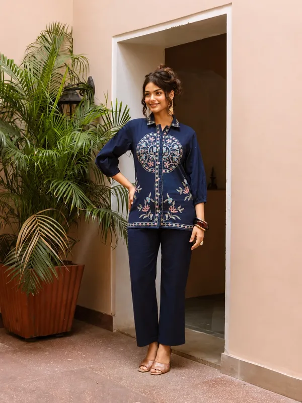 Blue_Premium_Cotton_Flex_With_Full_Embroidery_Co-Ord_Set_For_Women