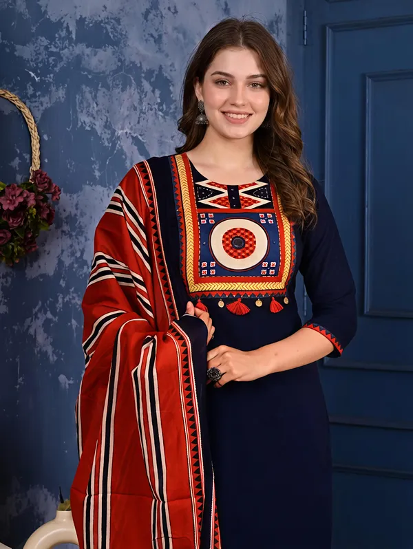 Navy_Blue_Premium_Cambric_Cotton_Kurta_Set_For_Women