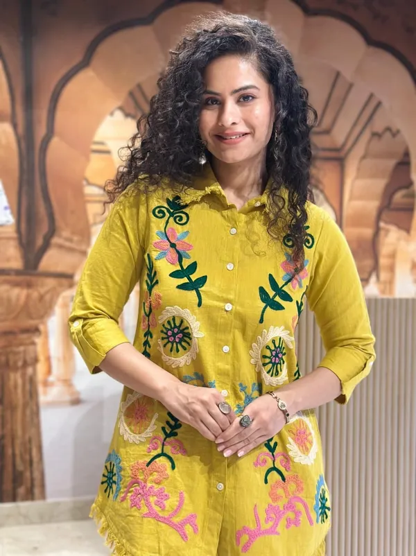 Yellow_Premium_Pure_Cotton_With_Full_Embroidery_Co-Ord_Set_For_Women