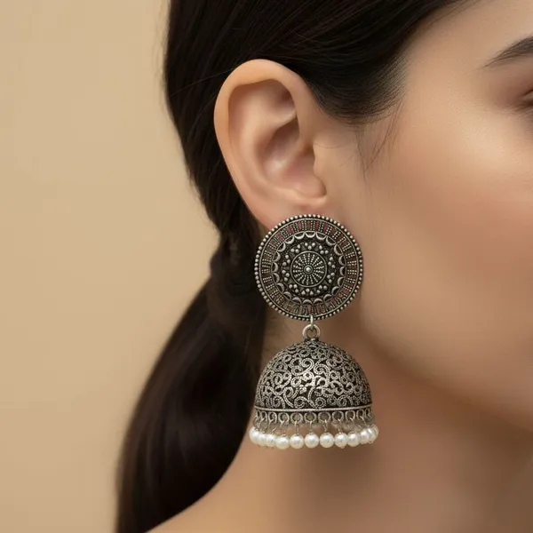 Rivah_Oxidized_Silver_Filigree_Jhumka_Earrings_with_White_Pearls_Metal_Drops_&_Danglers_()