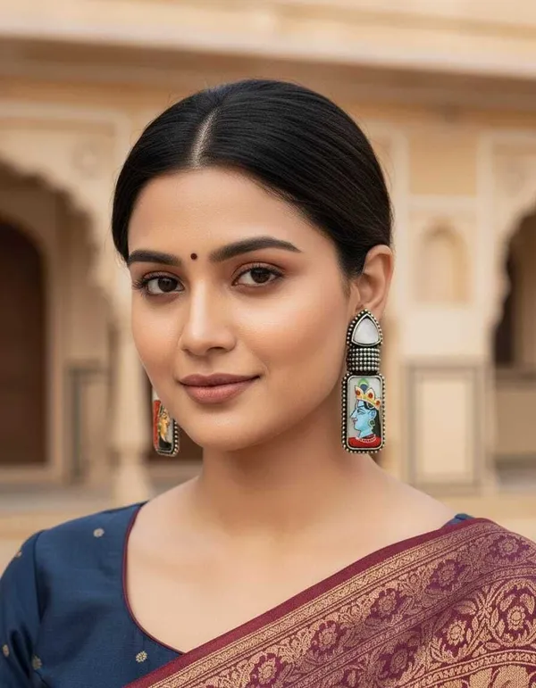 Rivah_Radha-Krishna_Miniature_Painting_Portrait_Drops_Alloy_Stud_Earring_()