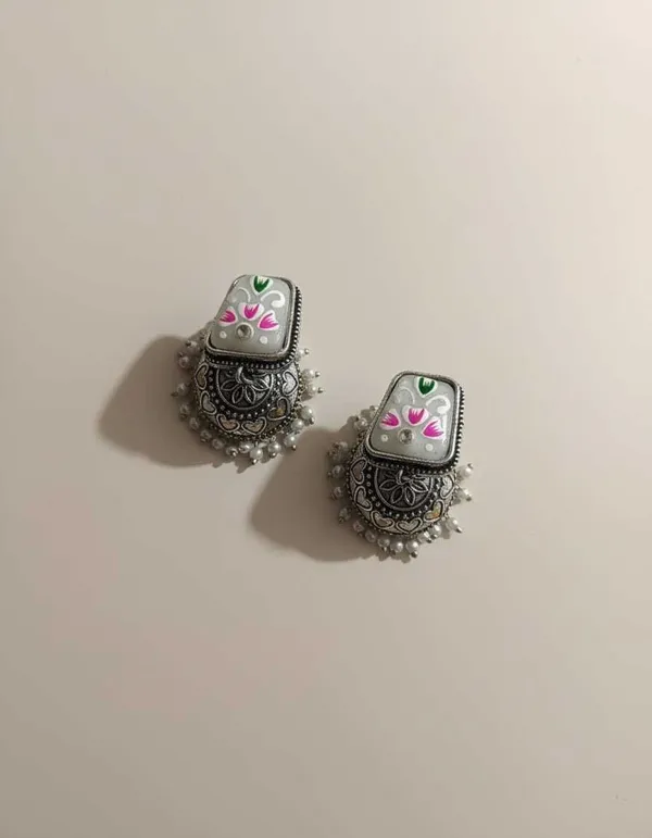 Rivah_Hand-Painted_Meenakari_Oxidized_Silver_Jhumka_Earrings_with_Pearl_Droplets_Alloy_Stud_Earring_()