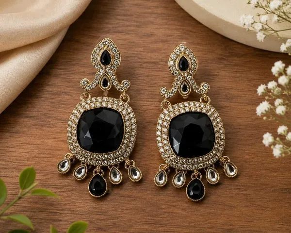 Rivah_Emerald_Black_Statement_Stud_Earrings_with_Crystal_Halo_Design_Alloy_Drops_&_Danglers_()