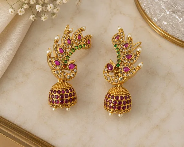 Rivah_Royal_Peacock_Jhumka_Ear_Cuff_Earrings_with_Ruby_&_Emerald_Stone_Detailing_Alloy_Jhumki_Earring,_Drops_&_Danglers_()