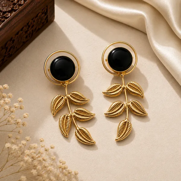 Elegant_Black_Stone_Leaf_Drop_Earrings_for_Women_|_Gold-Tone_Statement_Jewellery