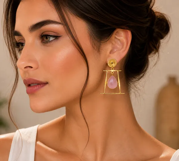 Elegant_Gold-Tone_Geometric_Pink_Teardrop_Statement_Earrings_for_Women