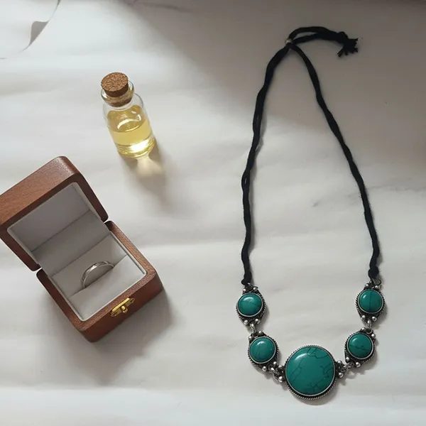 Rivah_Silver_Metal_and_Turquoise_Stone_Black_String_Necklace_Dori_Necklace_()