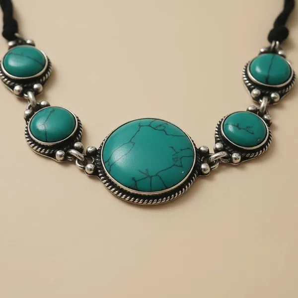 Rivah_Silver_Metal_and_Turquoise_Stone_Black_String_Necklace_Dori_Necklace_()