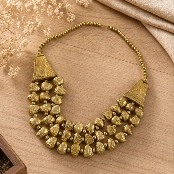 Rivah_Gold-Toned_Tribal_Necklace_with_Multi-Layered_Bead_Design_Dori_Necklace_()