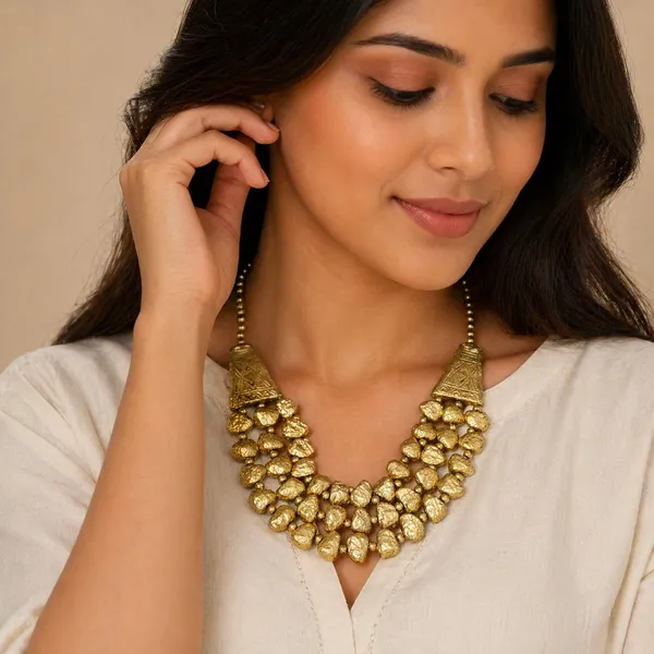 Rivah_Gold-Toned_Tribal_Necklace_with_Multi-Layered_Bead_Design_Dori_Necklace_()