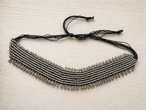 Elegant_Multi-Layer_Silver_Beaded_Choker_Necklace_With_Fringe_Detailing_Beads_Alloy_Choker