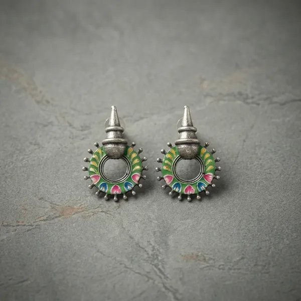 A_Playful_And_Whimsical_Title_For_The_Green_Enamel_Floral_Mushroom_Earrings_Alloy_Drops_And_Danglers