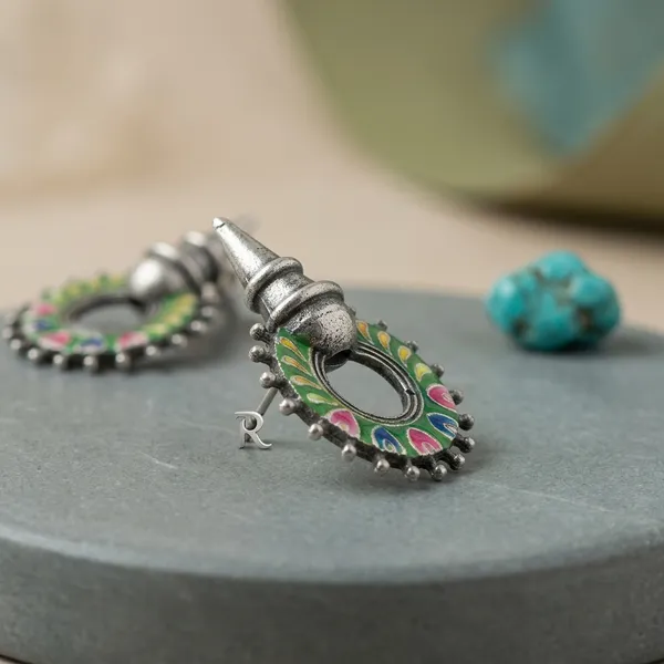 A_Playful_And_Whimsical_Title_For_The_Green_Enamel_Floral_Mushroom_Earrings_Alloy_Drops_And_Danglers