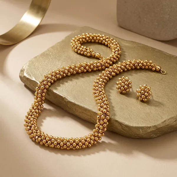 Tribal_Charm_Multi-Stone_Gold-Tone_Statement_Necklace_Beads_Alloy_Necklace
