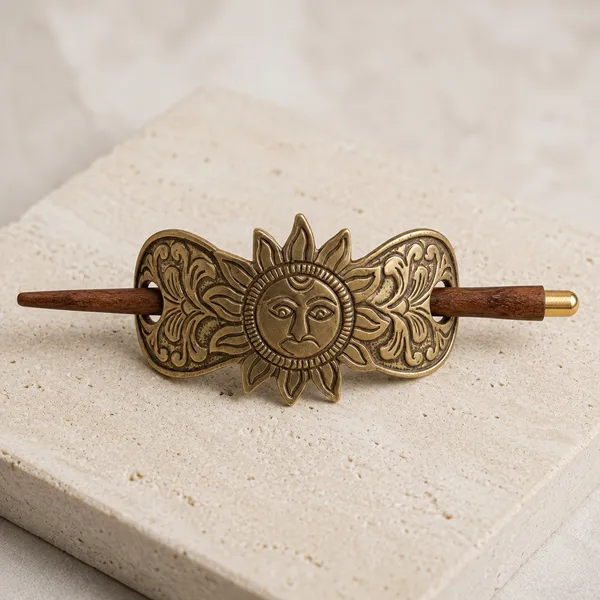 Antique_Golden_tone_Sun_Motif_Hair_Stick_With_Wooden_Back_Pin