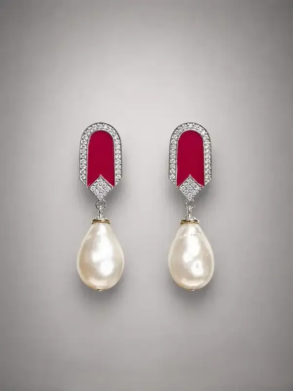 Red_Gold-Plated_Ruby_Enamel_Baroque_Pearl_Drop_Earrings_For_Women