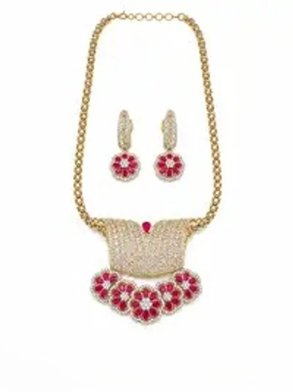 Red_Gold-Plated_Cz_Ruby_Floral_Pendant_Necklace_Set_For_Women