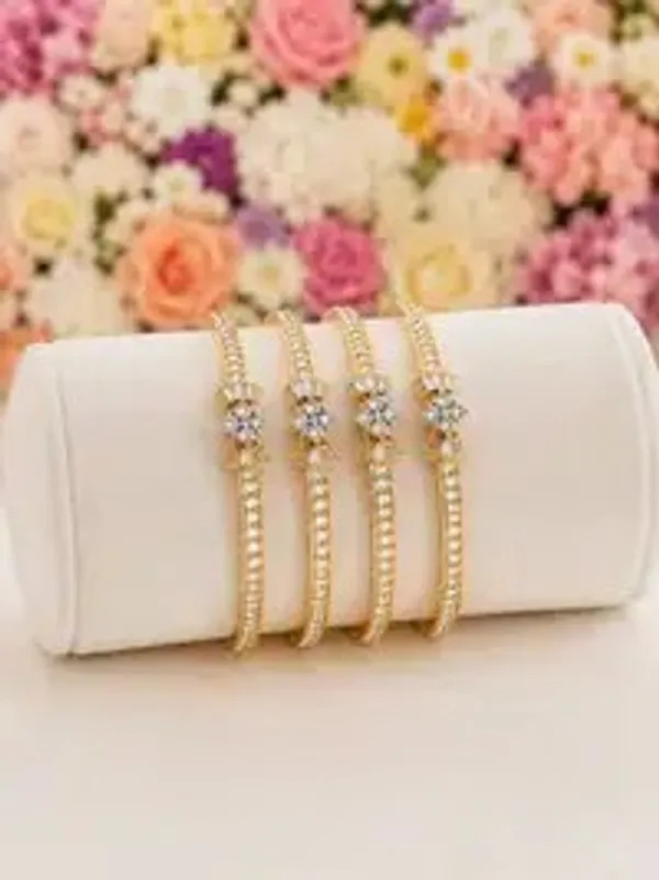 Golden_Cz_Diamond_Floral_Cluster_Eternity_Bangle_For_Women