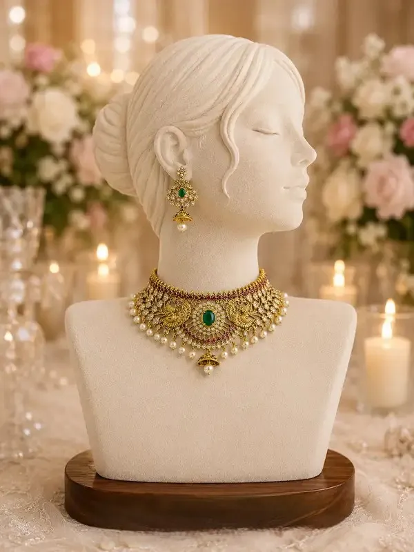 Green_Kundan_Peacock_Emerald_Ruby_Choker_Necklace_Set_For_Women