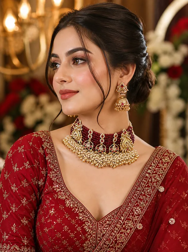 Red_Kundan_Polki_Ghungroo_Choker_Set_For_Women