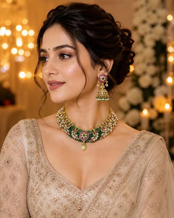 Green_Kundan_Peacock_Motif_Pearl_Choker_Set_For_Women