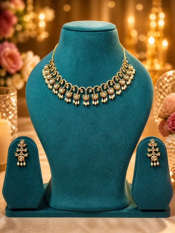 Pearl_White_Polki_Antique_Gold_Crescent_Necklace_Set_For_Women