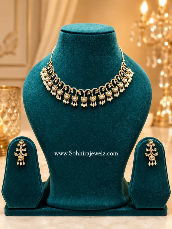 Pearl_White_Polki_Antique_Gold_Crescent_Necklace_Set_For_Women