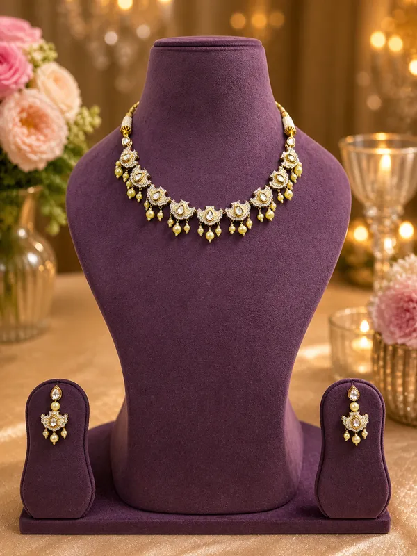 Ivory_Polki_Pearl_Drop_Scalloped_Gold_Necklace_Set_For_Women