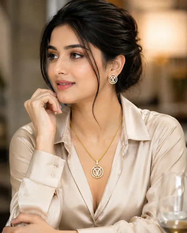 Gold_Cubic_Zirconia_Circular_Pendant_Necklace_Set_For_Women