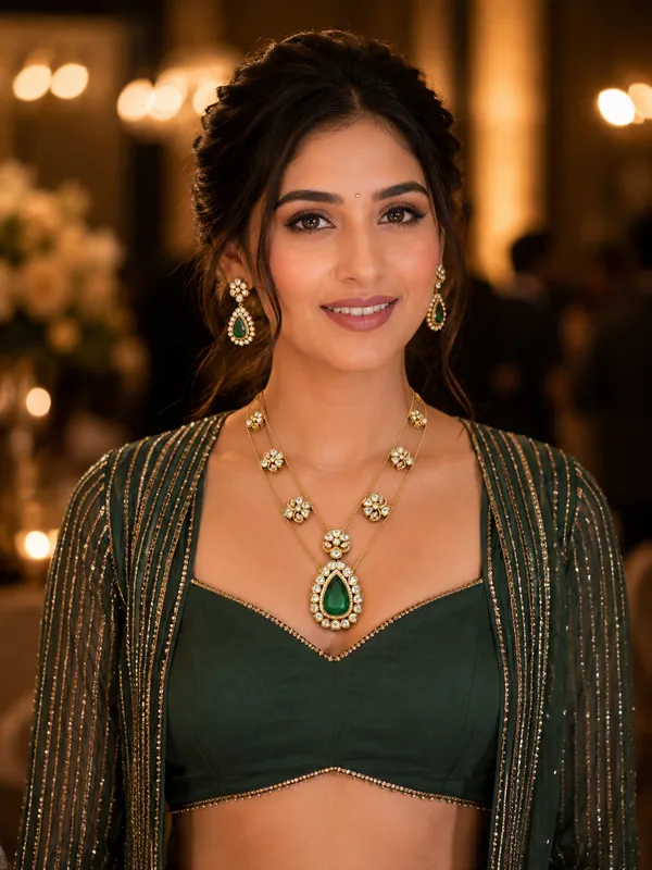 Green_Kundan_Emerald_Polki_Double_Layer_Necklace_Earring_Set_For_Women