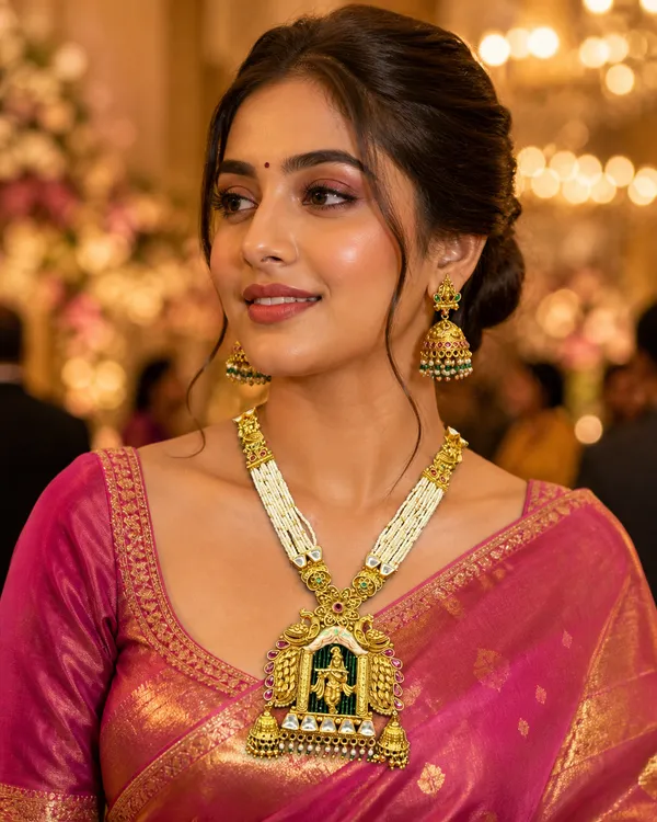 Gold_Brass_Gold-Plated_Temple_Krishna_Pearl_Necklace_Set_For_Women