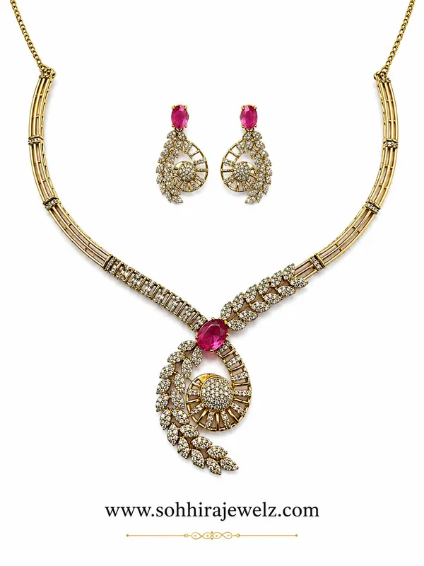Red_Cz_Diamond_Ruby_Swirl_Pendant_Necklace_Set_For_Women