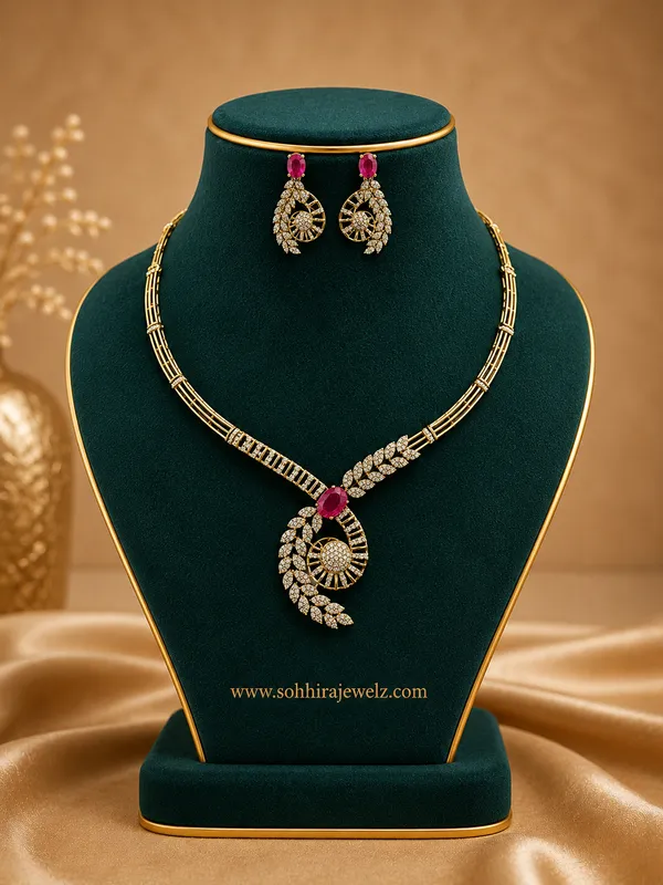 Red_Cz_Diamond_Ruby_Swirl_Pendant_Necklace_Set_For_Women