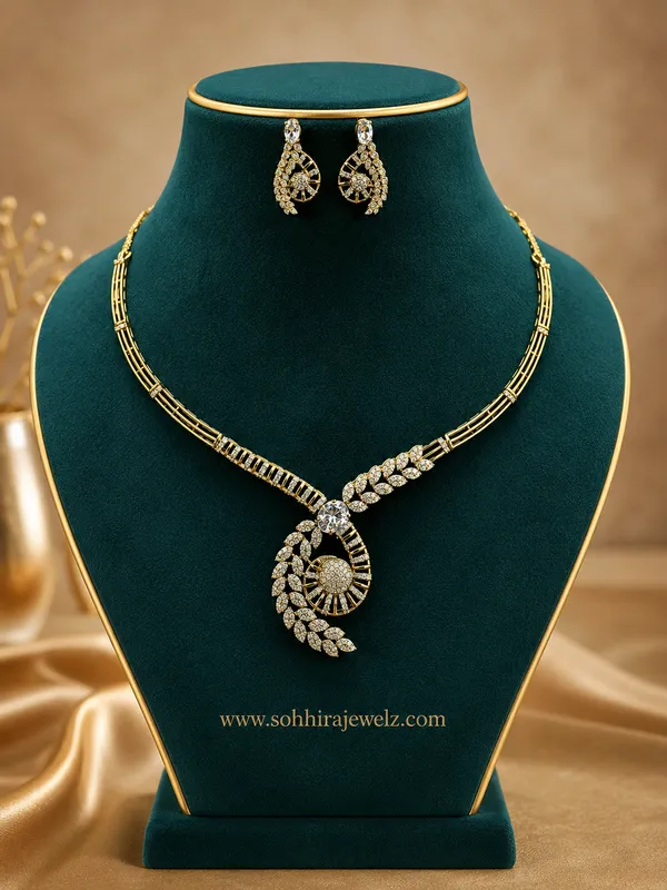 Golden_Cz_Diamond_Antique_Gold_Spiral_Galaxy_Necklace_Set_For_Women